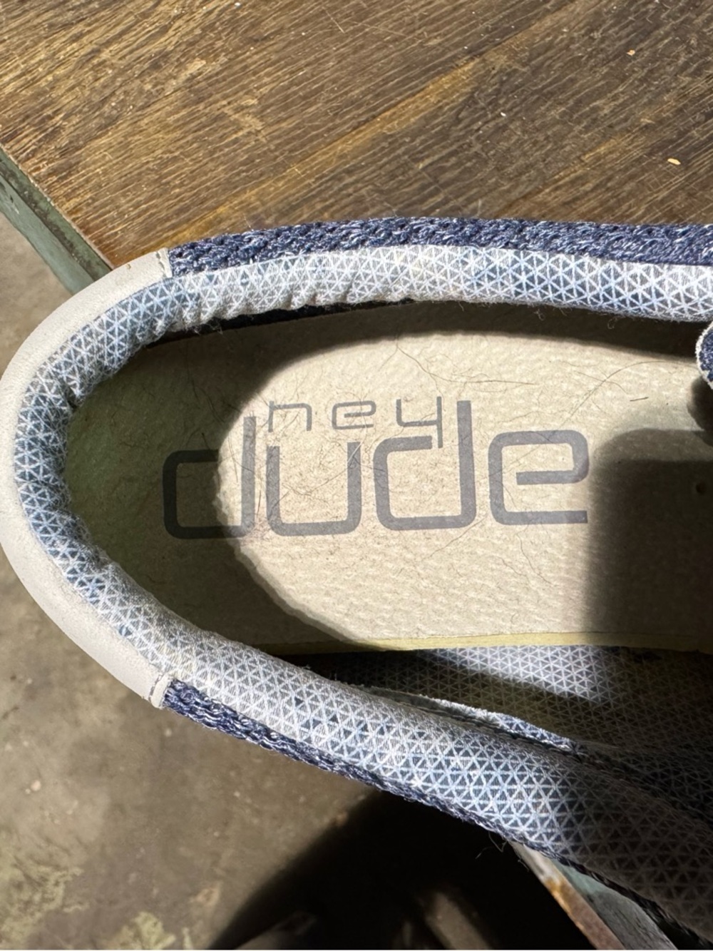 Hey Dude Men’s Wally Knit Slip-On Shoes in Navy and Cream - Picture 4 of 4